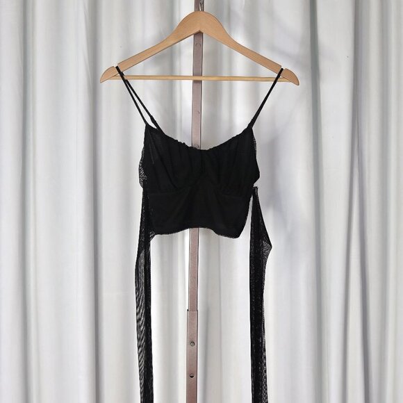 AMAZING LACE Black Mesh Cropped Cami Top & Gloves - Picture 4 of 5